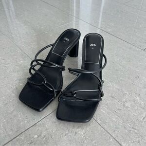 Zara Heels Mule Sandals in Black ( Rope / Strappy )